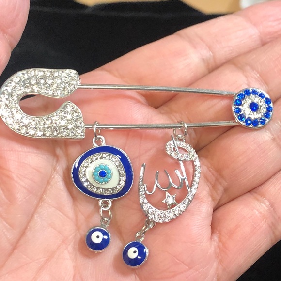 Evil Eye Gold Plated Handmade Safety pins for baby stroller.$25 each - Picture 11 of 12